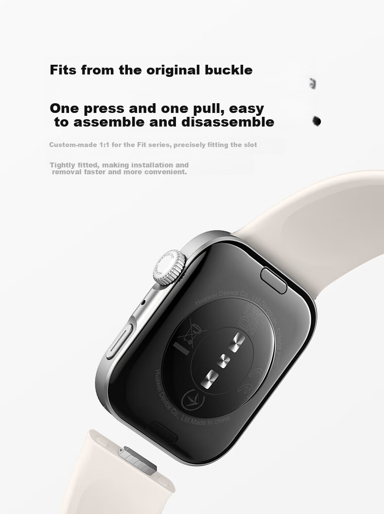 W&P Huawei Fit5 Sport Silicone Watch Band for Huawei Watch Fit5/4/3/4Pro 2025 New Breathable Liquid Silicone Pin Buckle Strap - Dynamic White 14