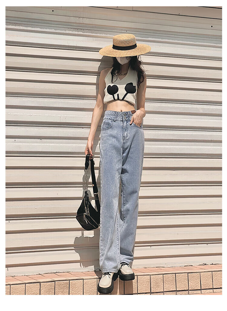 Pierre Cardin Jeans for Women, Summer High-Waisted Loose-Fit Slimming Lyocell Casual Straight-Leg Versatile Cropped Pants, Vintage Blue M 10