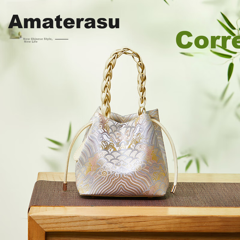 PmSix 520 Valentine's Day Gift for Wife Women's Bag New Chinese Style National Silk Mulberry Silk Ancient Style Shoulder Crossbody Bucket Bag