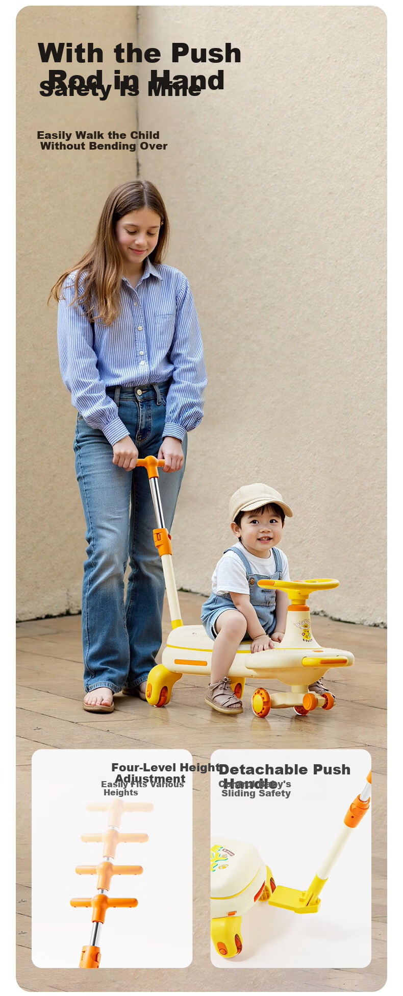 Le Little Yellow Duck Children's Twist Car 1-3 Years Old Toddler Ride-On Anti-Tip Birthday Gift V7+ Trailer 3