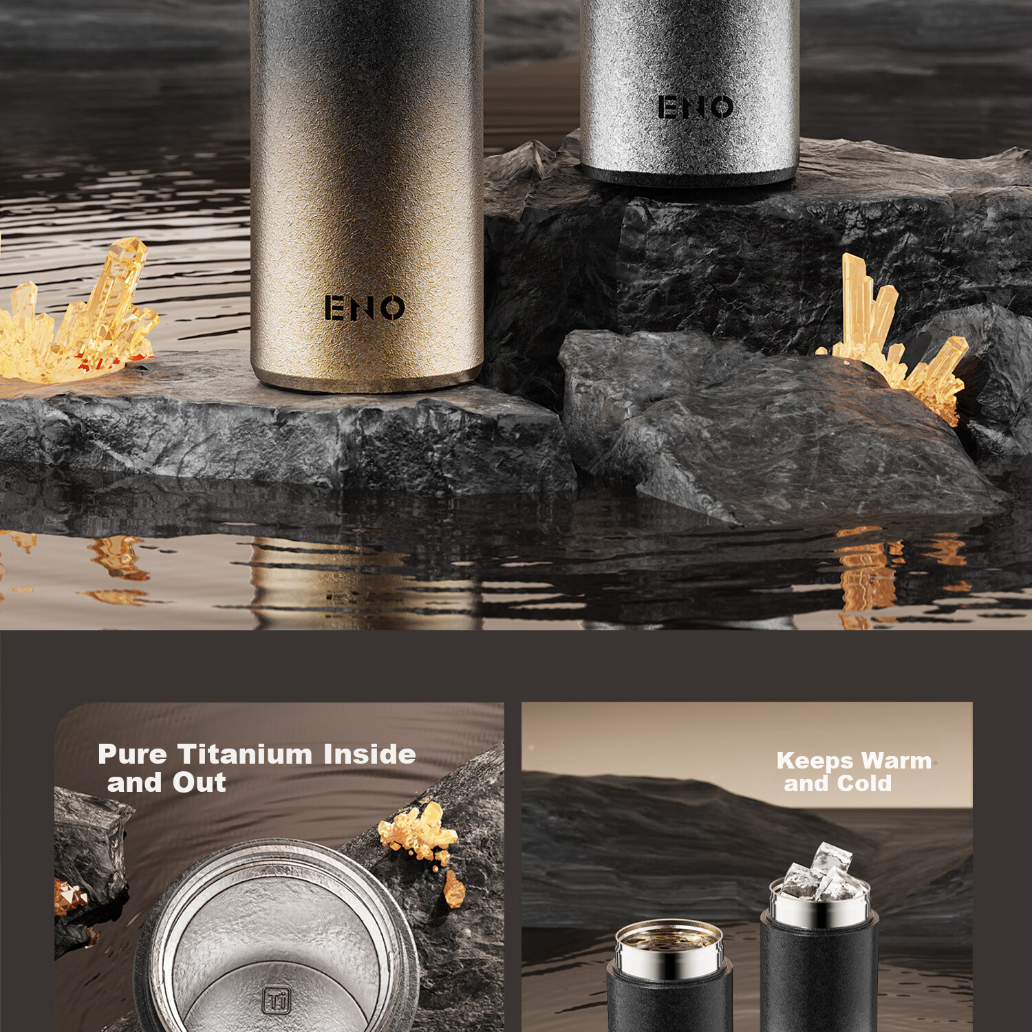Eno 2026 New High-End Pure Titanium Insulated Water Bottle for Men and Women, Health Preservation Tea Separation Tea Brewing Cup, Gift Cup 4