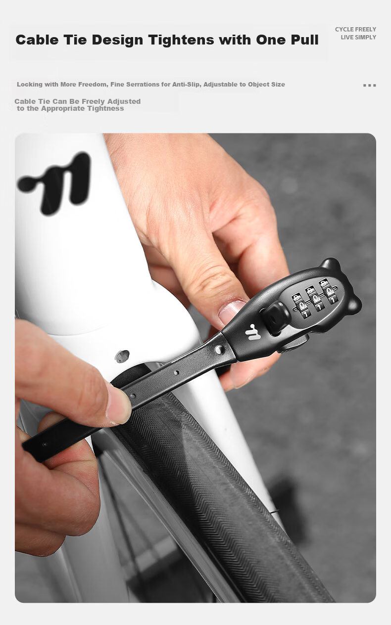 Xiqizhe Bicycle Cable Lock Motorcycle Helmet Lock Electric Vehicle Password Anti-theft Portable Steel Wire Lock 5
