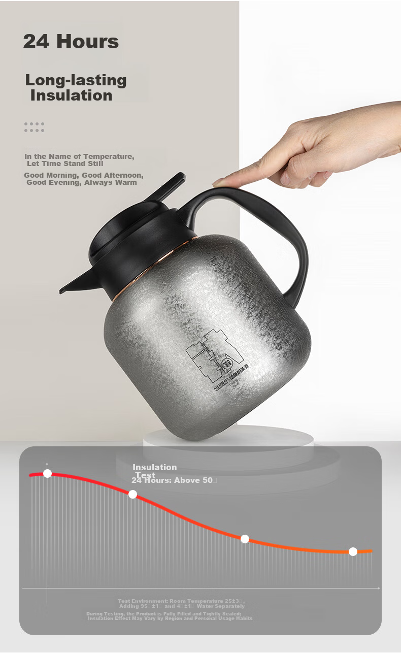 MEIISEO Pure Titanium Inner Liner Smart Temperature Display Steeping Teapot for Aged White Tea Home Office Premium Insulated Kettle Ice Crystal Green 5