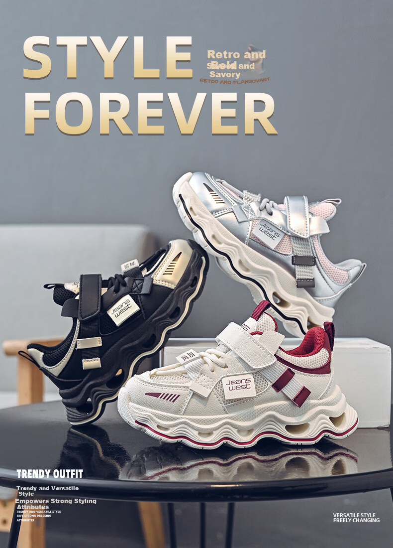 Jeanswest Spring Autumn Kids Dad Sneakers Boys Versatile Casual Shoes Girls Lightweight Sports Shoes C1A065 Silver Gray Pink Size 27 1