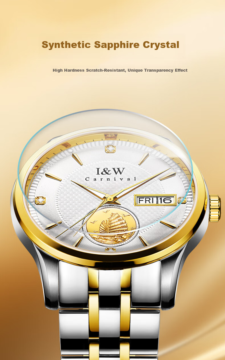 Aiworchi Men's Pure Gold 999 Automatic Mechanical Watch Swiss Top 10 Brand Luxury New Year Gift 10