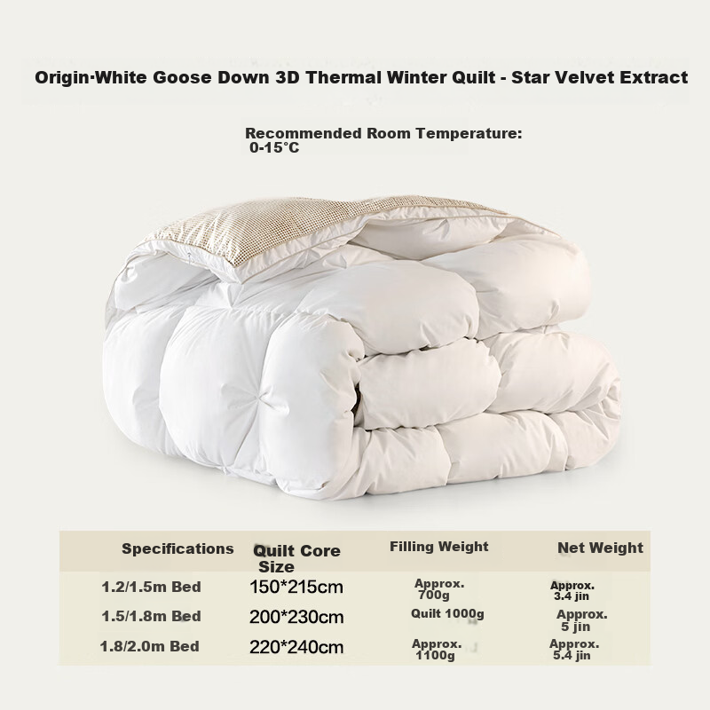 LOVO Luolai Class A 95% Kunlun White Goose Down Quilt Summer Quilt 230g Filling 220x240cm White