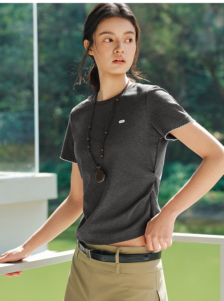 Semir Mall Same Style | Women's Summer Slim Fit Short Sleeve T-Shirt with Pleated Color Block Pullover 2026 Top 101326100048 21