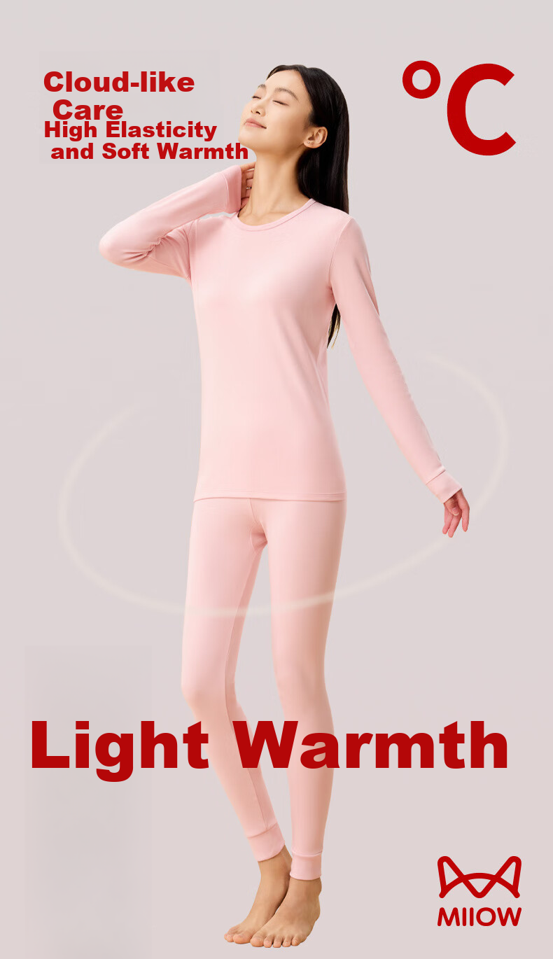 MiiOW [Class A Baby Cotton] Women's Autumn Long Johns 100% Pure Cotton 10A Antibacterial Soft Cotton Thermal Underwear Set 1