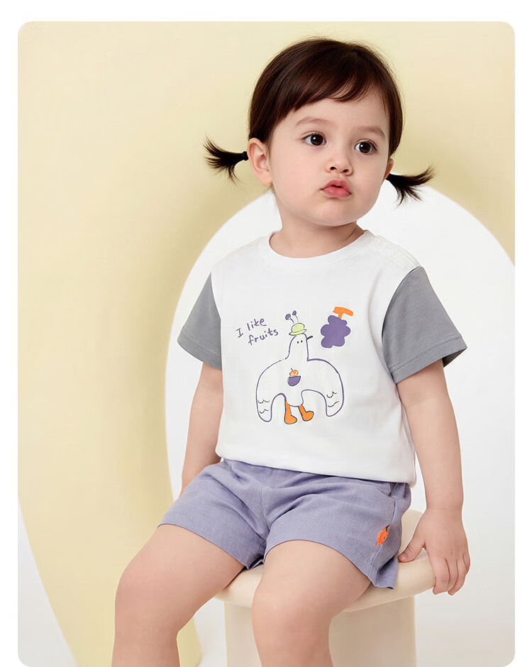 Balabala Baby Short Sleeve Set Infant Summer Outfit 2026 New Boys Girls T-Shirt Pants Cute Fashion 11