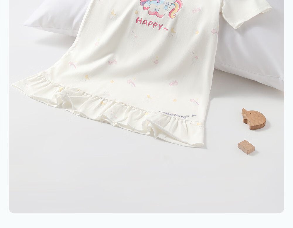 Betis Kids Homewear 2026 Summer New Thin Breathable Short Sleeve Nightdress Girls Pajamas Air Conditioning Dress with Lace 28