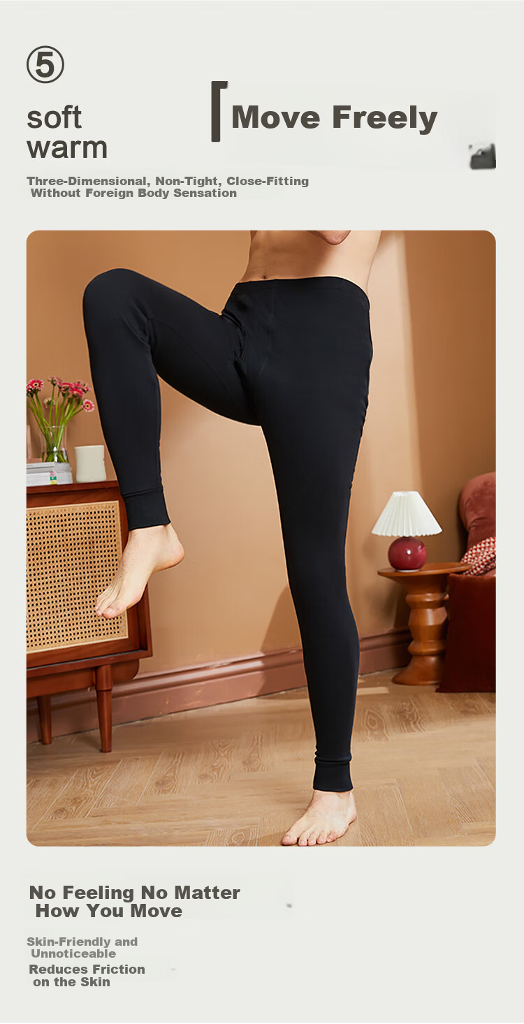 Hodo Pure Cotton Thin Sweat-Absorbing Breathable Men's Thermal Pants Middle-Aged and Elderly Autumn Winter Cotton Pants 9