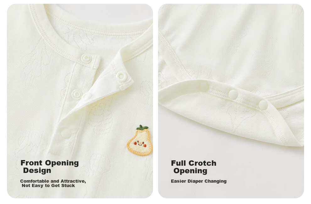 Wismorni Ice Silk Cotton Baby Romper, Bamboo Fiber Infant Bodysuit, Short-Sleeve Summer Thin Clothing 12