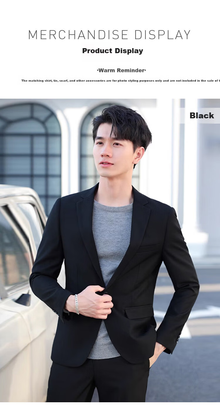 ROMON Men's Business Suit Slim Fit Groom Tuxedo Best Man Wedding Suit 8