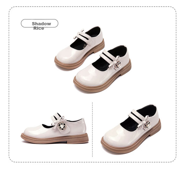 Fulromy Girls' Leather Shoes Spring Autumn Fashion Breathable Princess School Performance Dress Shoes Beige Size 32 13