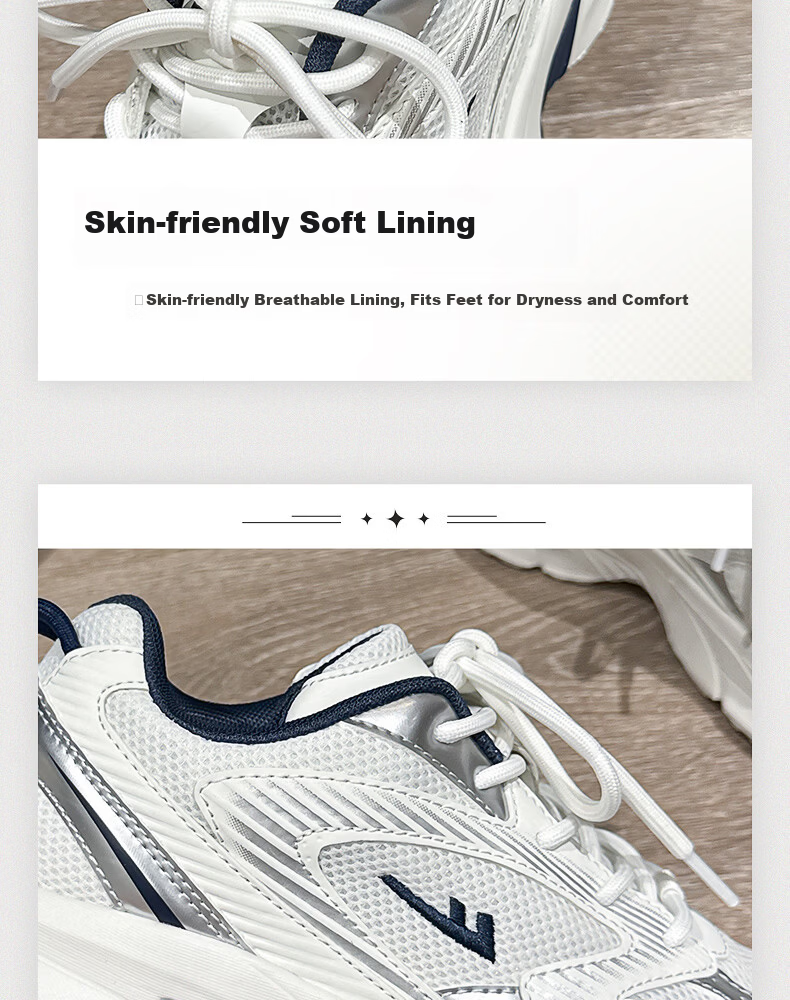 Warrior Official Women's Shoes 2026 Summer Mesh Sneakers Women's Dad Shoes Height Increasing Casual Shoes White Deep Blue Size 35 8