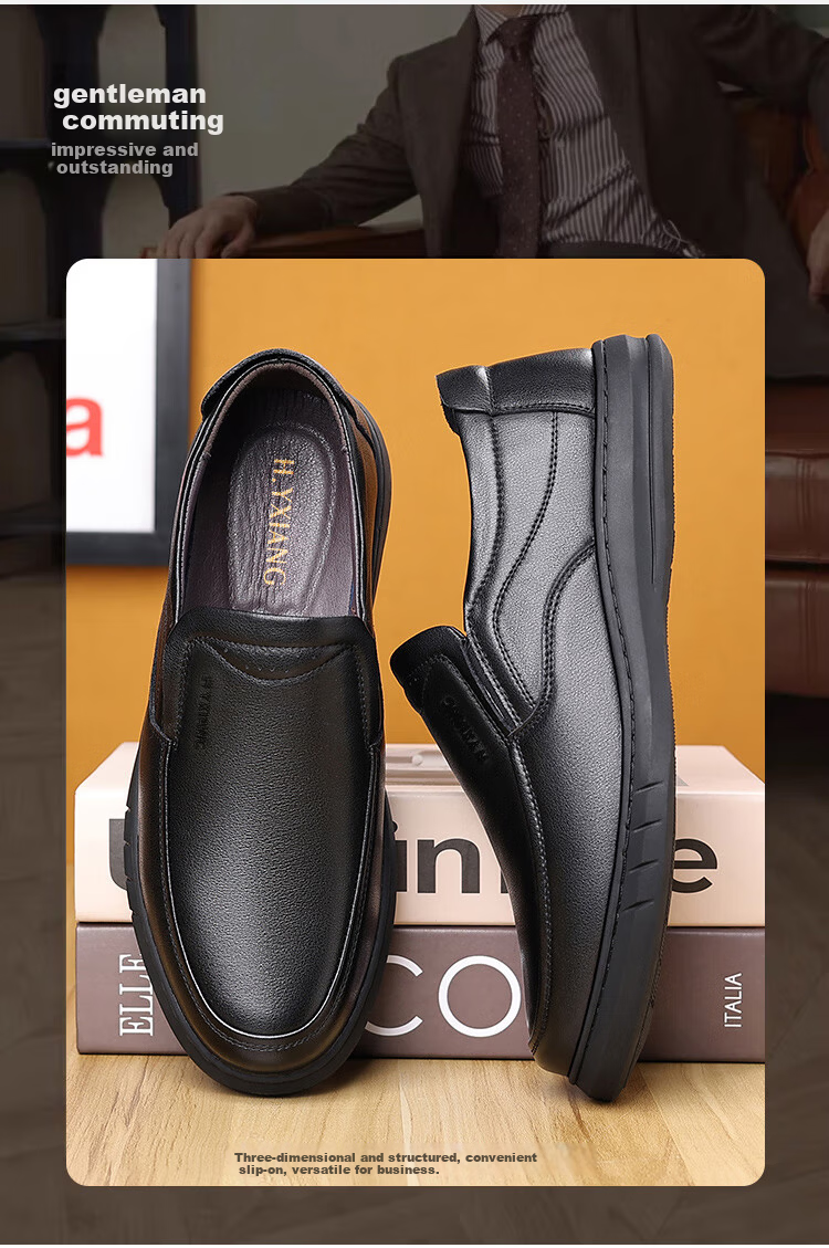Hengyuanxiang Men's Slip-On Business Casual Breathable Driving Loafers J1628 Black 44 5