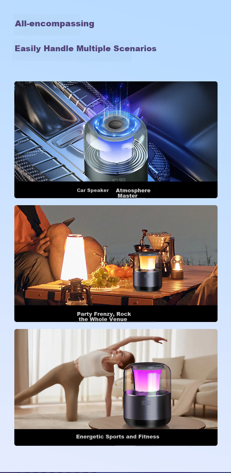 Soaiy C19 Bluetooth Speaker Bass Portable Mini Desktop Outdoor Colorful Light TWS Connected Small Speaker Black Practical Gift for Employees Annual Meeting Prize 7