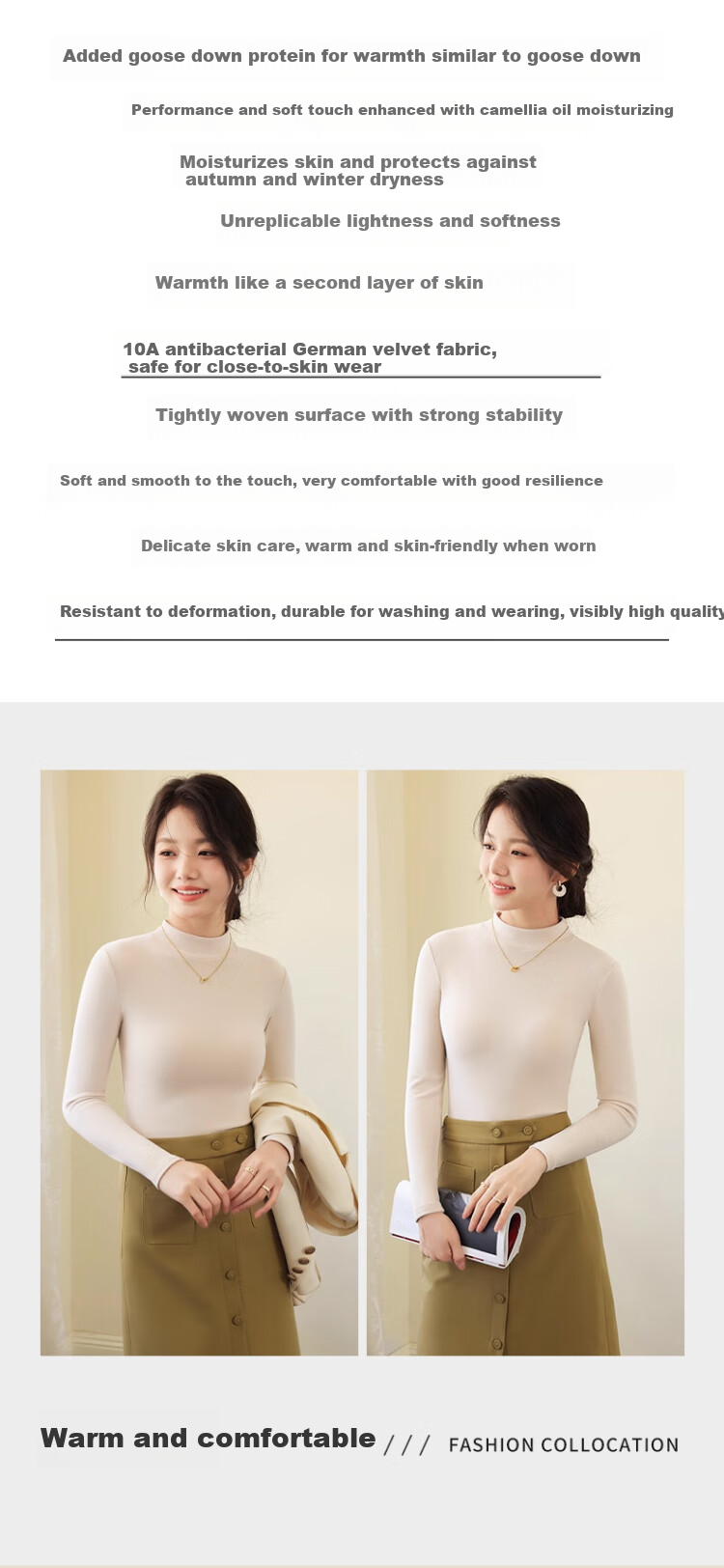 LangSha Women's Half Turtleneck Base Shirt Spring and Autumn Double-Sided Velvet Thermal Top Outerwear Autumn Shirt 4