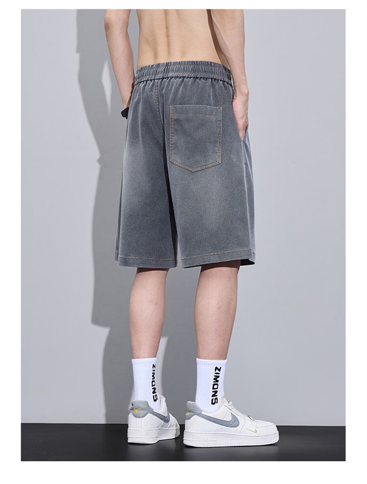 JEEP SPIRIT Men's Summer Thin Ice Silk Casual Shorts Loose Straight American Style Five-Point Pants Dark Gray L 19