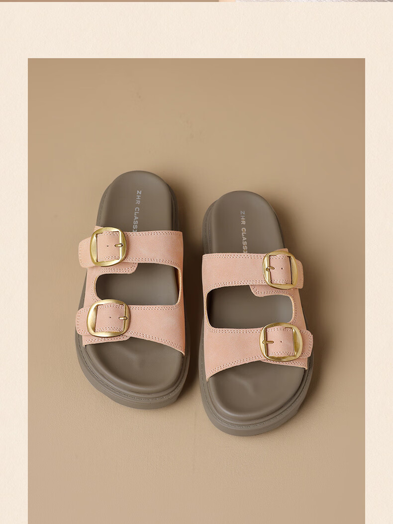 ZHR Birkenstock Women's Sandals 2026 Summer New Breathable Casual Slip-On Sandals AY352 Beige Size 35 27