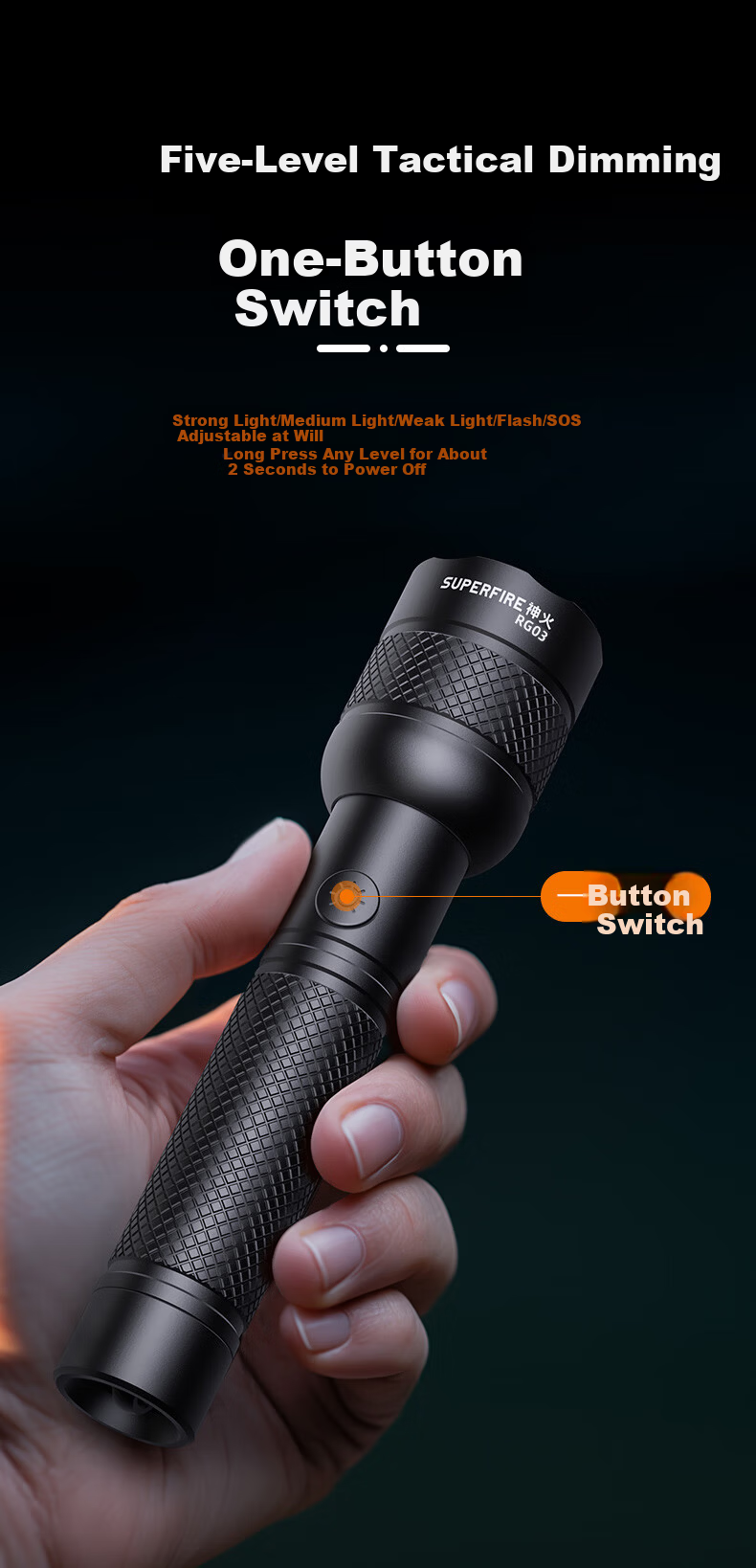 SupFire Flashlight High Brightness Long Battery Life Outdoor Survival Zoomable Military Small Portable Home Use Emergency Light 8