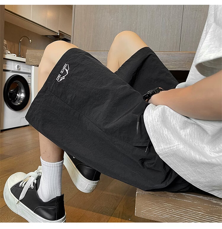 TUCANO Men's Summer Ice Cool Thin Loose Casual Embroidered Sports Shorts Black M 14