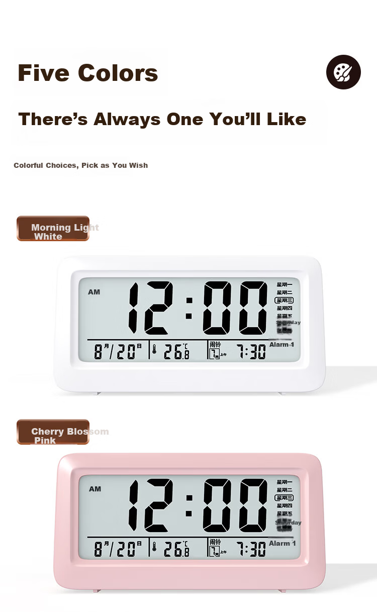 Compas Multifunctional Electronic Alarm Clock Student Wake-Up Device Powerful Wake-Up Children's New Smart Alarm Clock Sky Blue Children's Day Gift Back to School Essential 6