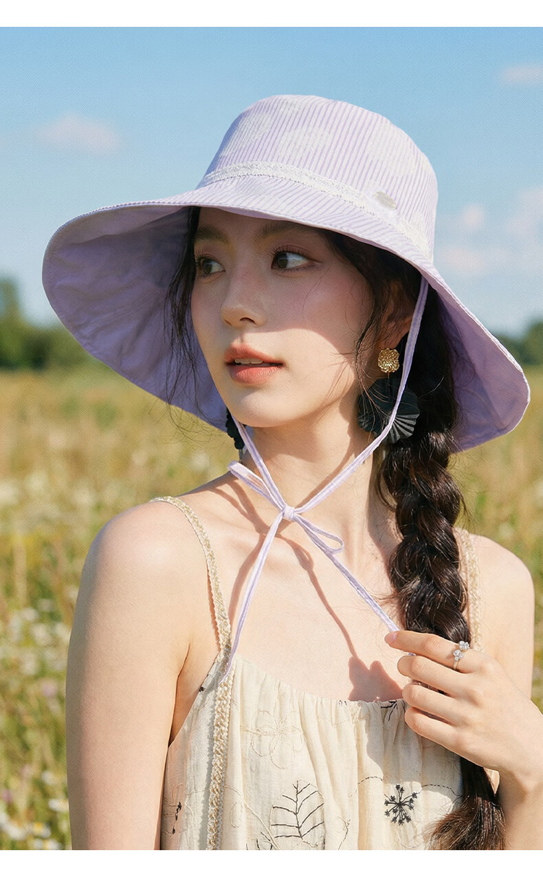 CACUSS Large Brim Sun Hat for Women Spring Summer Reversible Cotton Sun Hat Outdoor Fisherman Beach Hat Purple 13