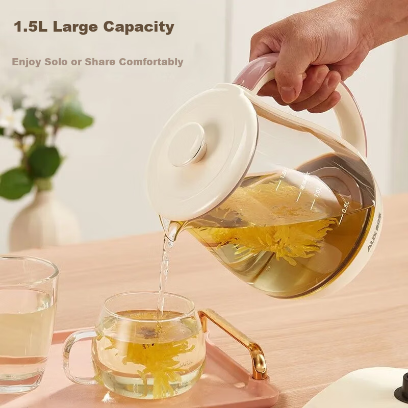 AUX 1.5L Automatic Health Pot Electric Tea Kettle 24H Reservation Multi-Function Smart Temperature Control Flower Tea Maker with 316 Base