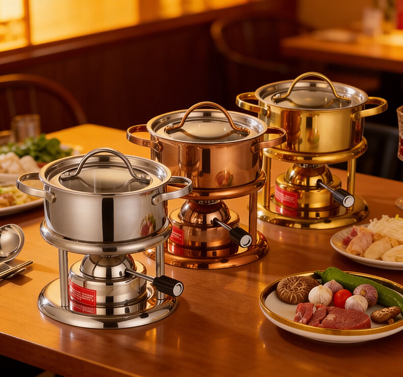 VNASH 304 Stainless Steel Single-Person Small Hot Pot Gas Stove Adjustable Moonlight Silver Glass Hot Pot Cooker 7