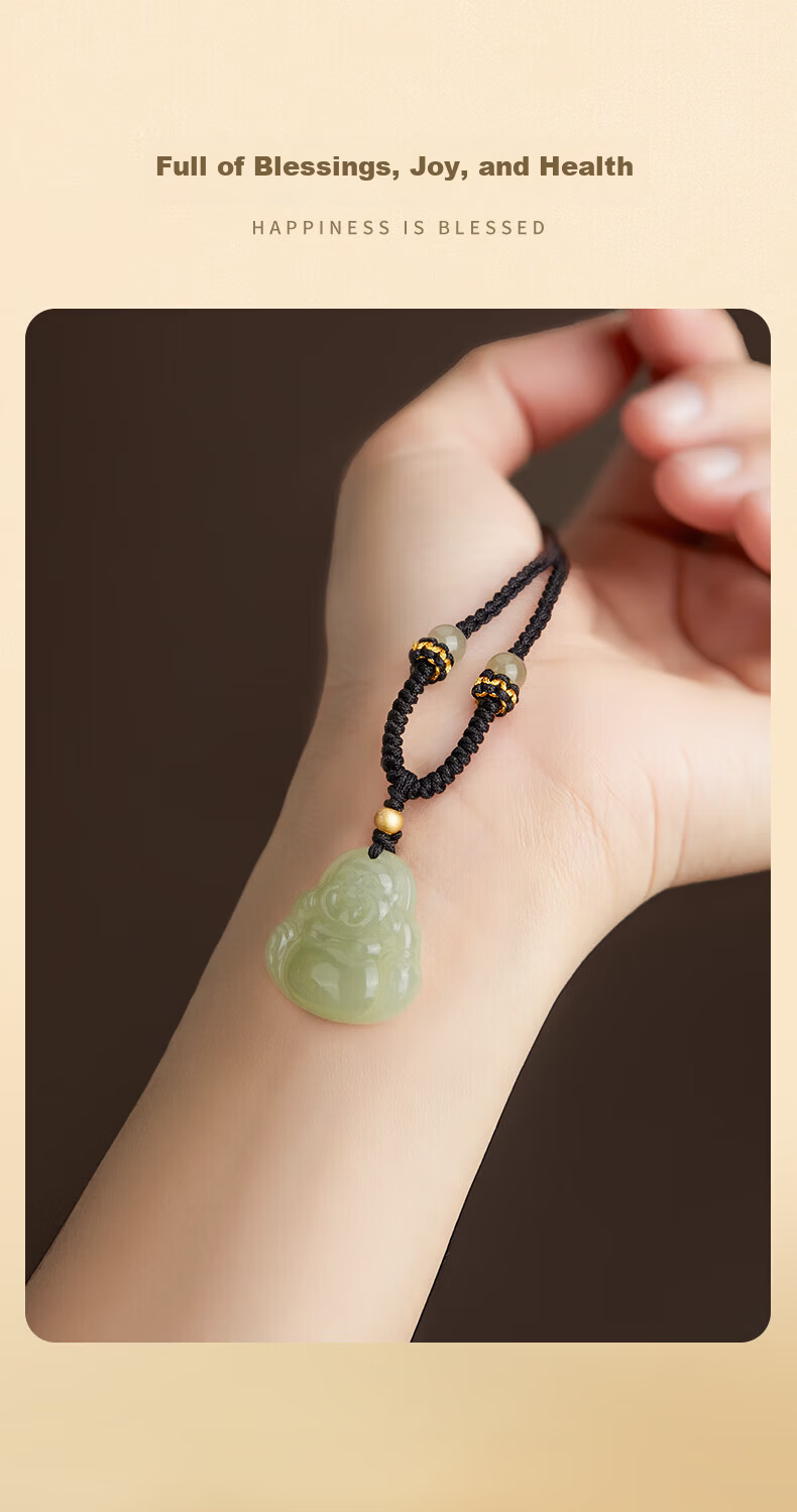 GLTEN Maitreya Buddha Hetian Jade Pendant Necklace for Women Birthday Gift Lightweight Luxury Unique for Girlfriend Wife Mom 3