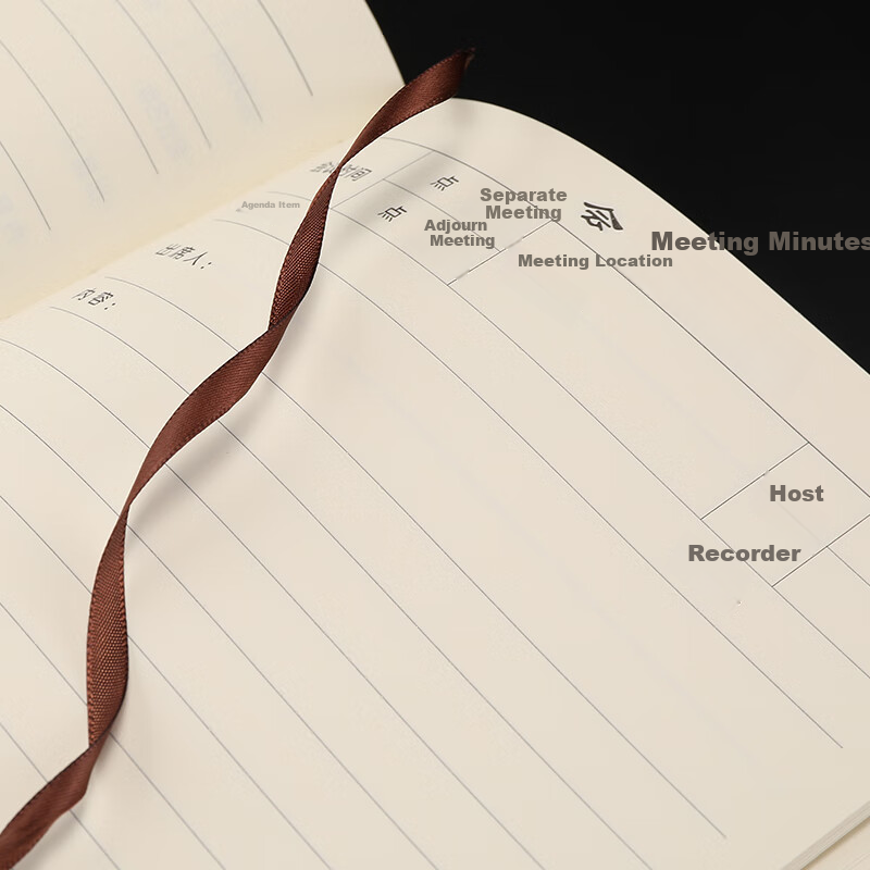 Zhongjian Stationery A5/25K Business Meeting Notebook Thin Notebook Office Meeting Memo Book Meeting Minutes Record Book Customizable 100 Sheets A5 Black 25-202 2