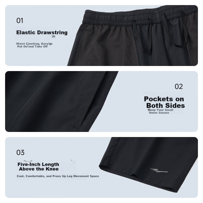 ERKE Men's Summer Sports Shorts Five-Point Ice Cooling Breathable Moisture-Wicking Quick-Dry Woven Training Running Casual Pants