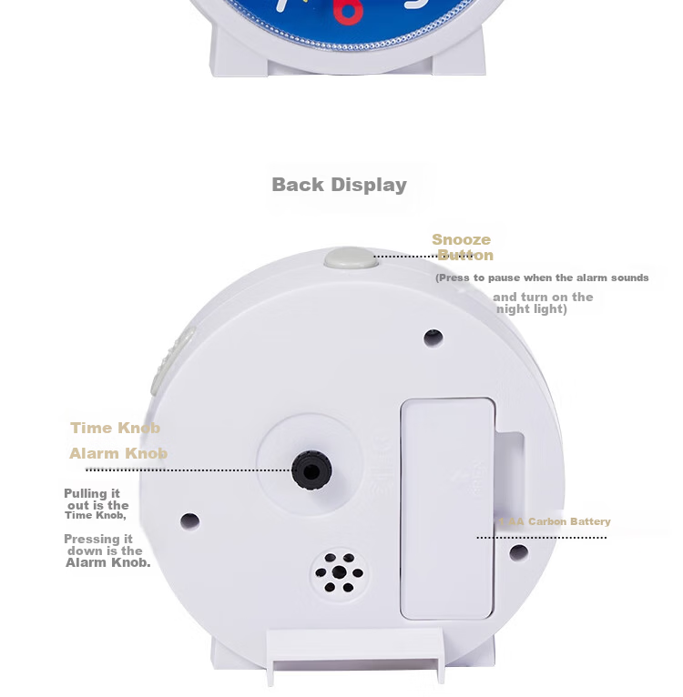RHYTHM Student Alarm Clock Cute Creative Children's Bedside Clock 9.3cm Dark Blue CRE306NR77 Back to School Season 9