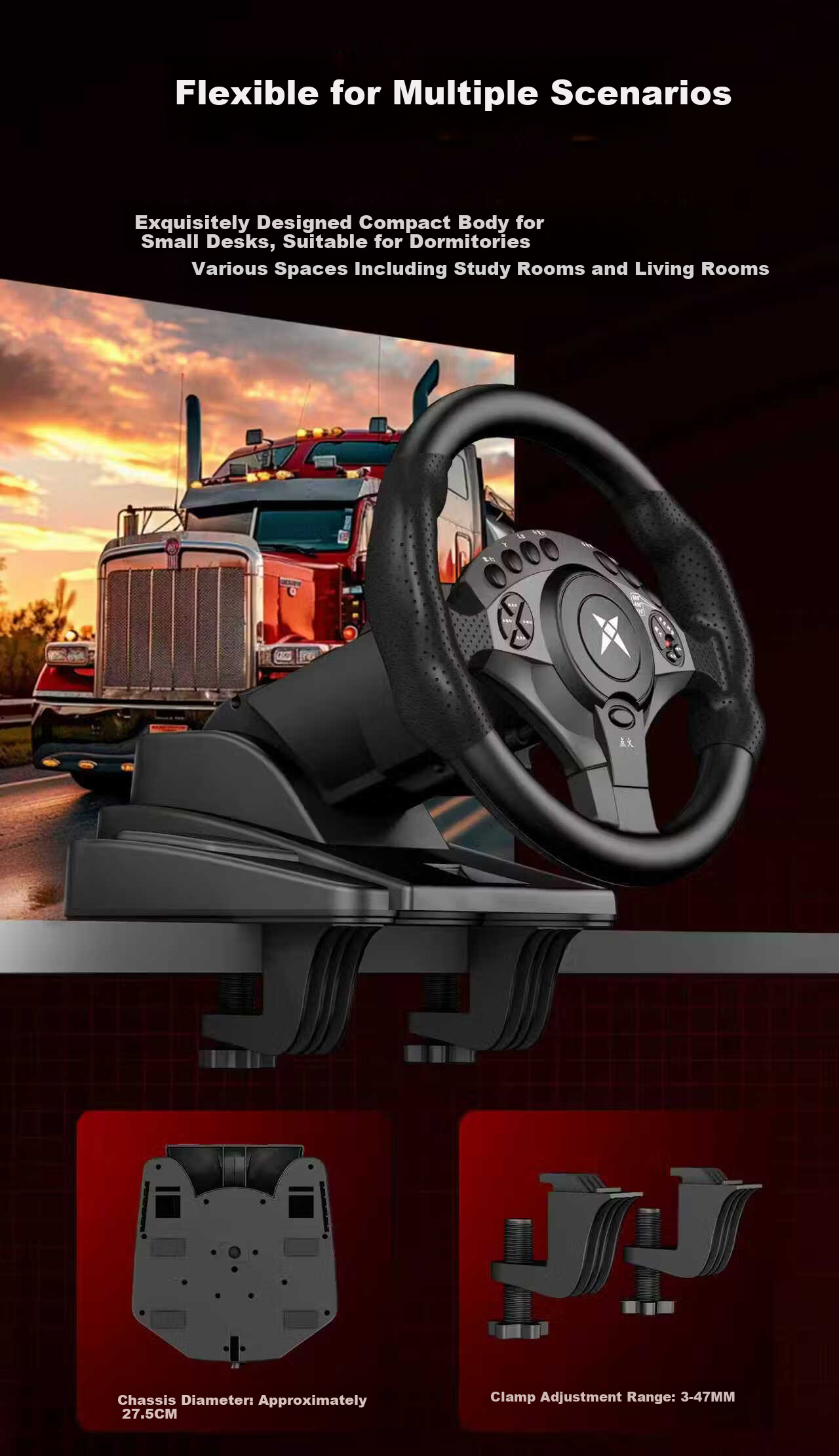 KETENG 900-Degree PC Racing Wheel Simulator for Euro Truck Simulator 2, American Truck Simulator, Forza Horizon 5, Dirt, Assetto Corsa Gaming Simulator 10
