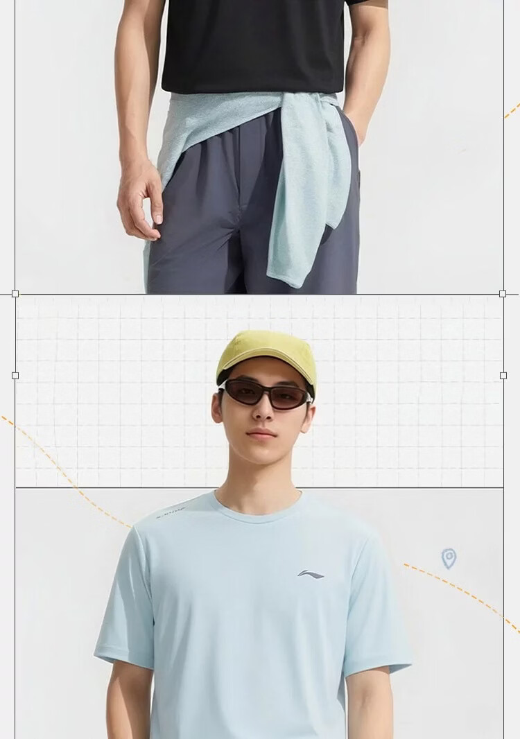 LI-NING Moisture-Wicking Quick-Dry Breathable Sports T-Shirt Comfortable Professional Running Short Sleeve Men's Simple Casual Versatile Tee 9