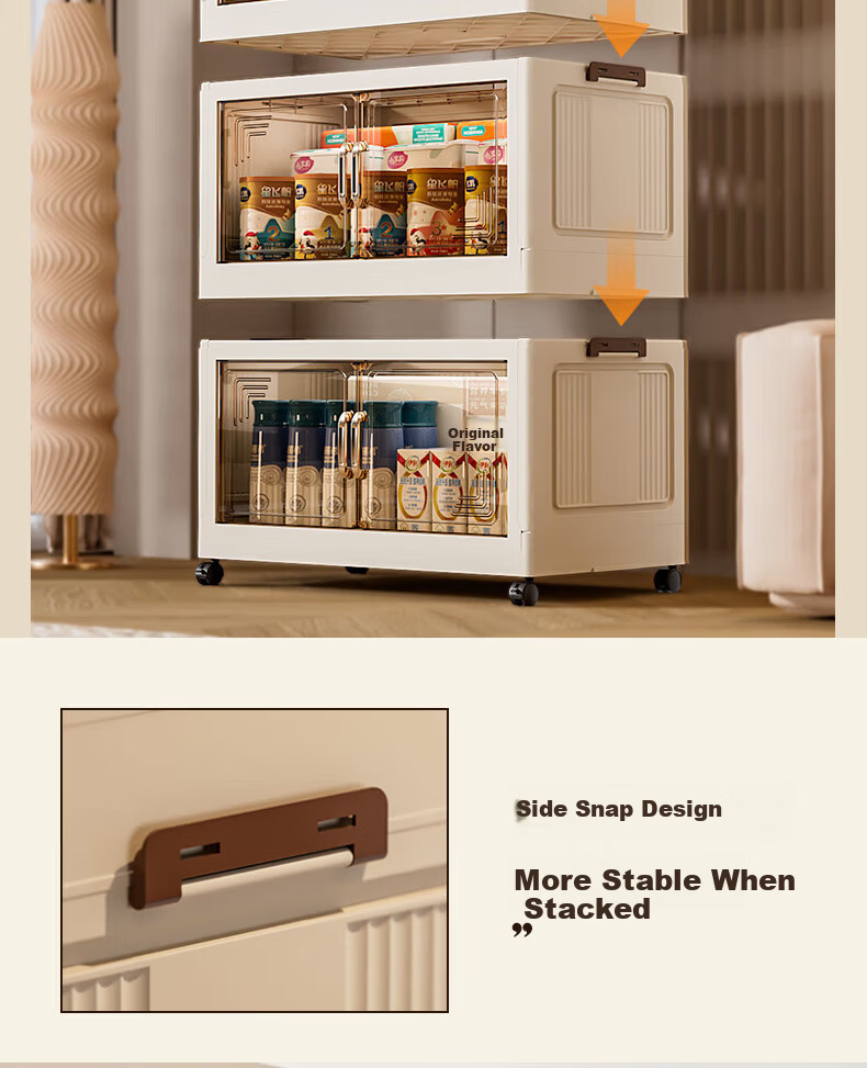 Quanpinwu Storage Cabinet Wardrobe Storage Cabinet No Assembly Snacks Toys Organizer Kitchen Thickened Foldable Mobile Multi-layer 2