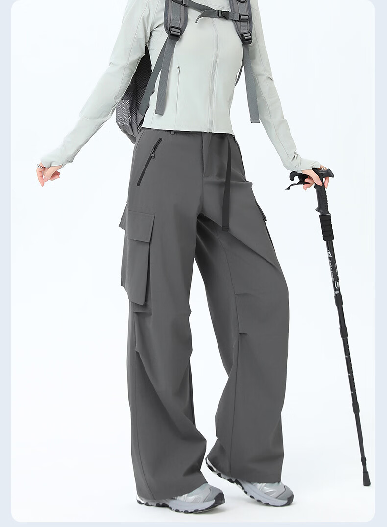 Langsha Women's Outdoor Quick-Dry Work Pants 2026 Summer Straight Loose Wide-Leg Sun-Protective Water-Repellent Casual Military Hiking Pants 26
