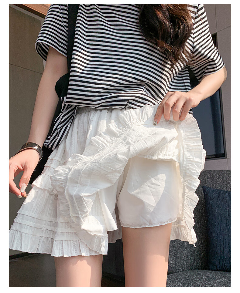 Langsha White Short Skirt for Women Spring Summer Slim Fit Patchwork Cute Anti-Exposure Ballet Style A-Line Puffy Cake Skirt 18