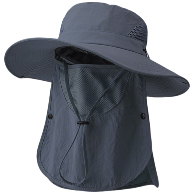 Miiow Men's Summer Lightweight Face Cover Sun Hat Outdoor Cycling Fishing Face Shield Neck Protection Fisherman Hat Black