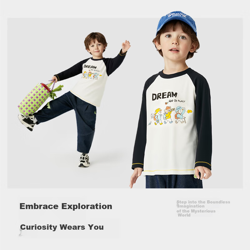 BALABALA 【balaOne】 Kids Long Sleeve T-Shirt Boys and Girls 2026 Spring Top