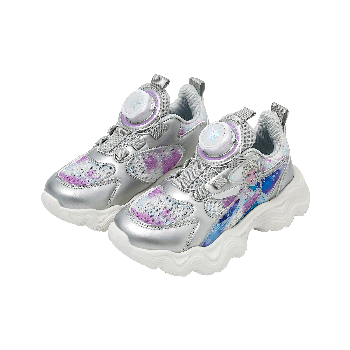 Disney Frozen Girls' Dad Sneakers Summer Children's Breathable Mesh Sports Shoes Silver Size 28