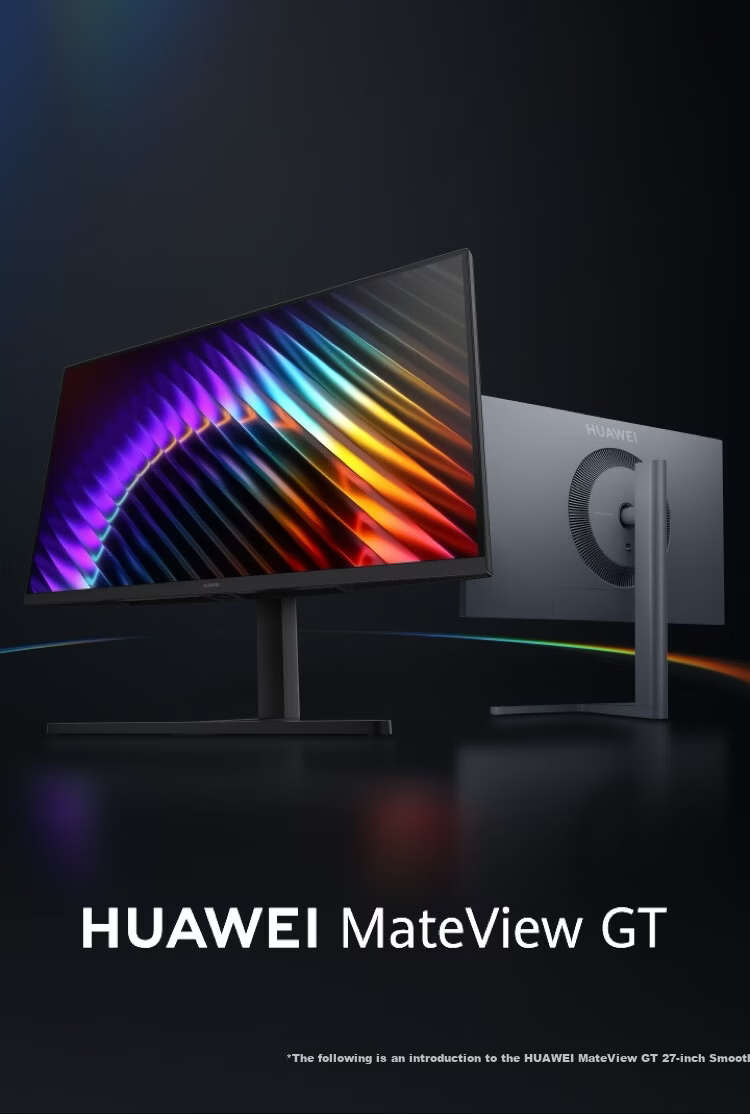 Huawei MateView GT 27-inch Monitor 2K 320Hz Speakers USB-C DP HDMI Rotatable Adjustable Wall-mount Hardware Low Blue Light Glacier White New Arrival 2