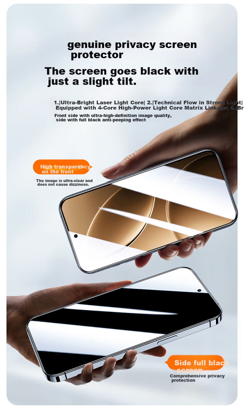 HotFire [2-Pack] Tempered Glass Screen Protector for Redmi K80 Supreme Edition, Privacy Anti-Peeping Full Coverage Anti-Fingerprint Protective Film with Easy Installation Box 7