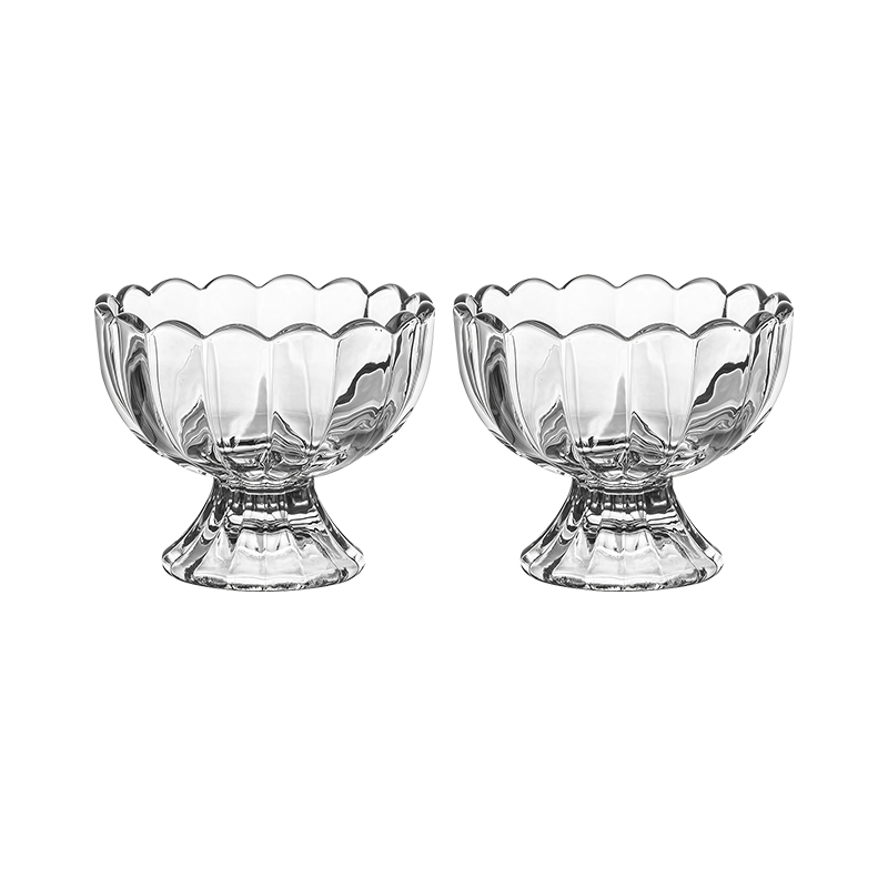 JIWUSENLIN Ice Cream Cups, Glass Cups, Transparent Dessert Salad Bowls, Home Yogurt Cups, Juice And Smoothie Cold Drink Cups, Set of 2