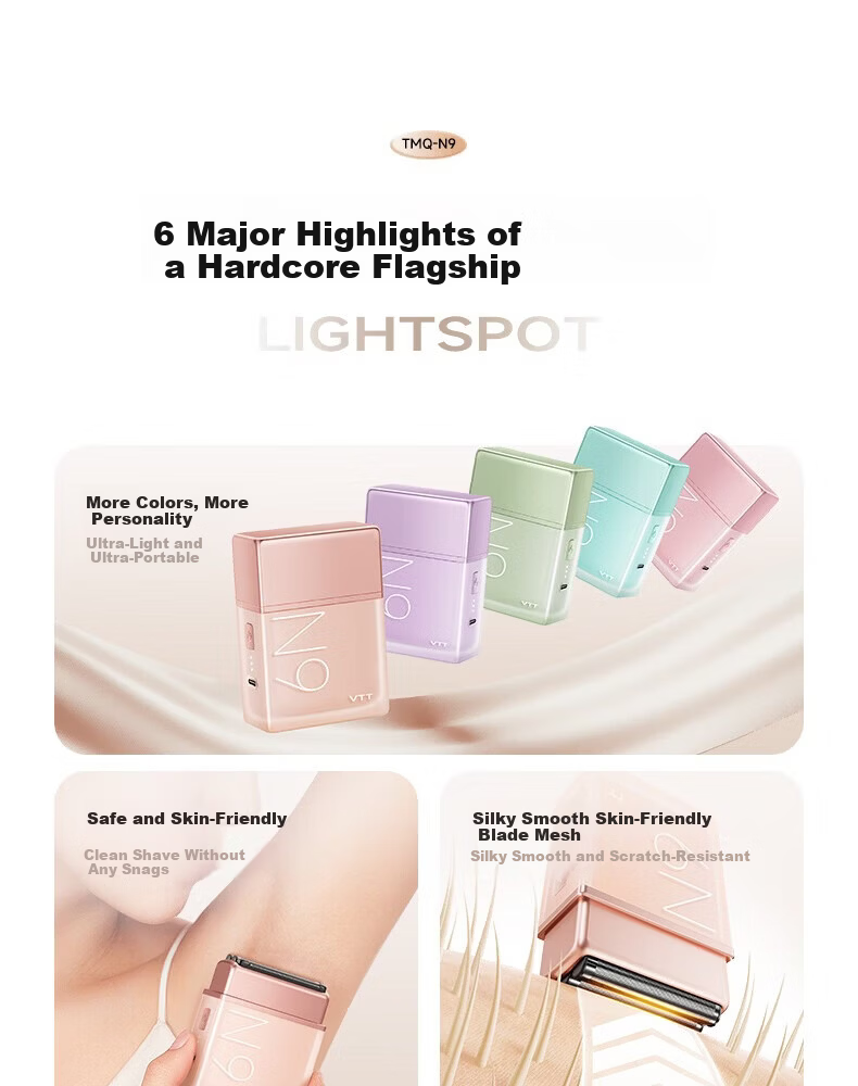 VTT Electric Hair Removal Shaver Reciprocating 3-Head Air9 Clean Shave Smart Mini Portable Epilator for Home Full Body Lips Armpits Legs Private Wet Hair Removal Gift for Men and Women 5