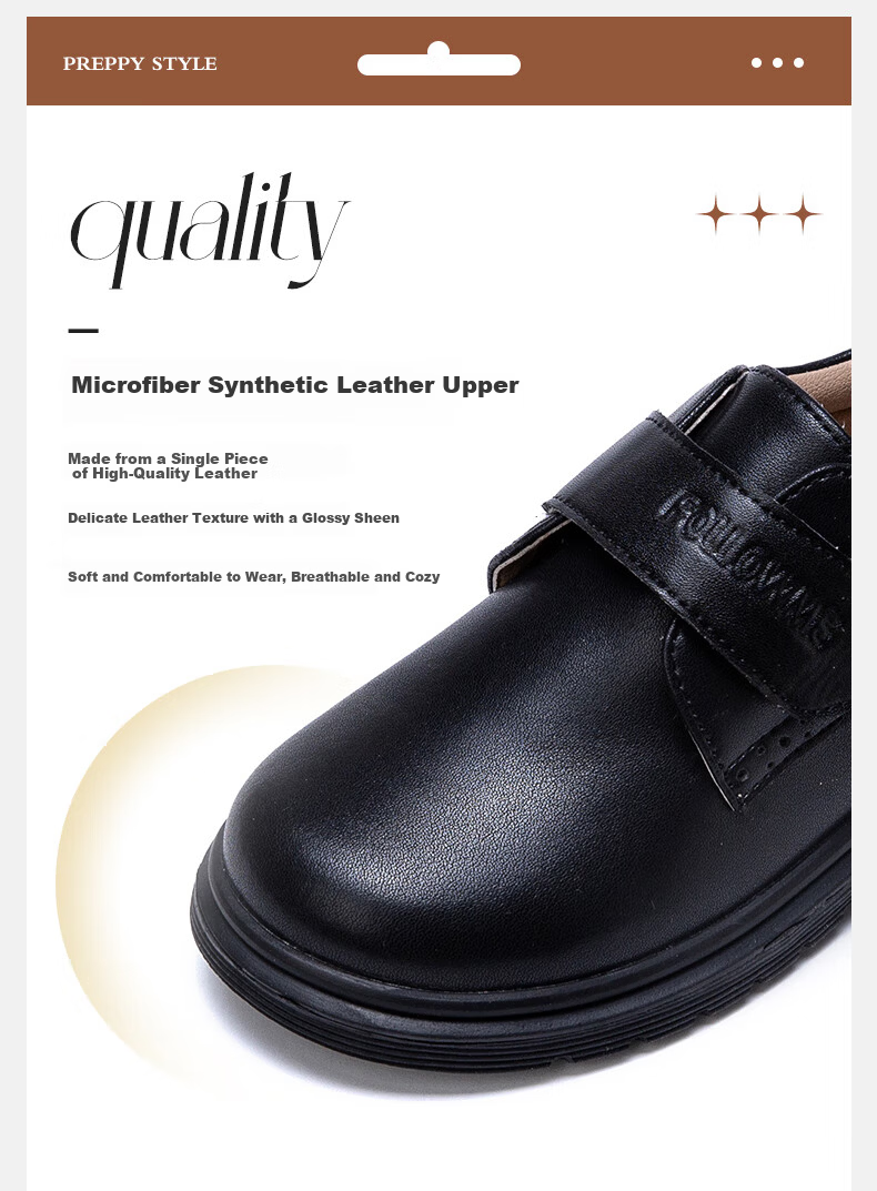 Follow Me Boys Leather Shoes Spring And Autumn Children's Soft-Soled Student Campus Performance Shoes Boys' Flats Black 32 1
