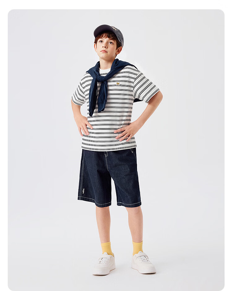 Balabala [balaOne] Kids Short Sleeve T-Shirt Boys Girls 2026 Summer Striped Quick-Dry Parent-Child 18