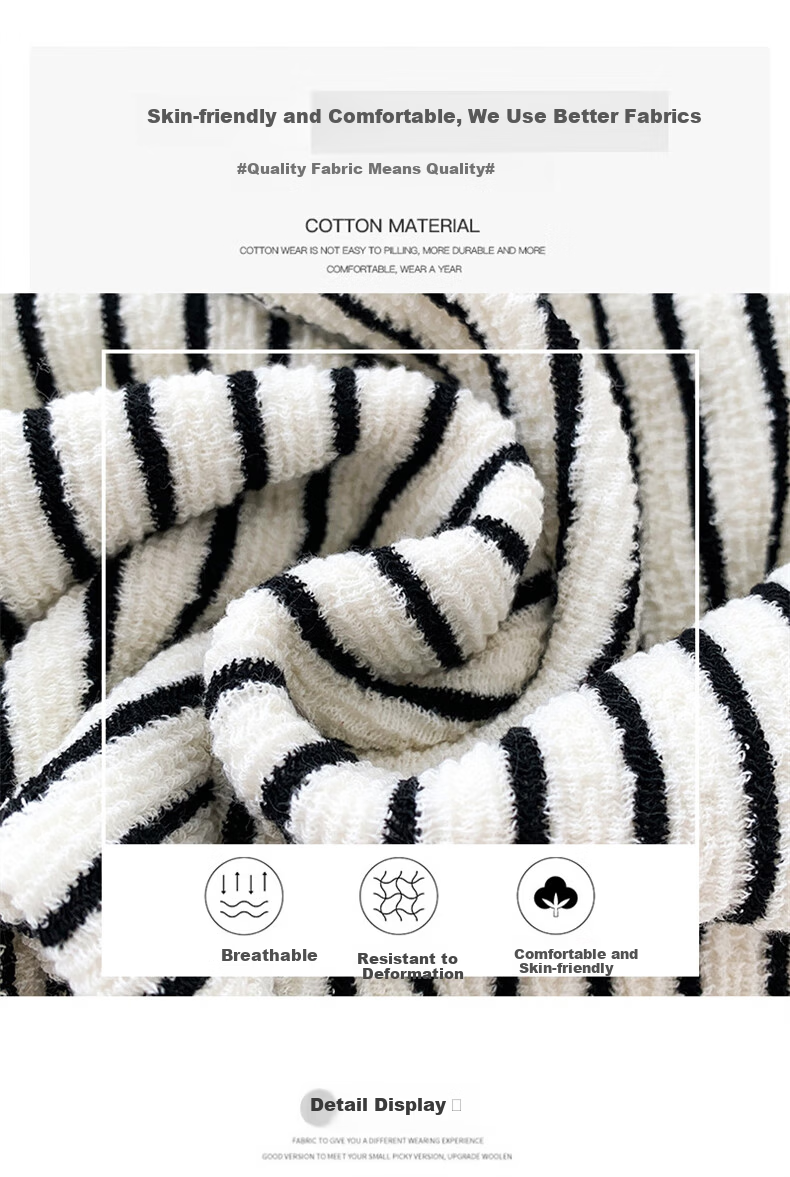 Langsha Black and White Striped Pants Women Autumn 2025 New High Waist Draped Casual Loose BF Lazy Style Terry Wide-Leg Pants 6