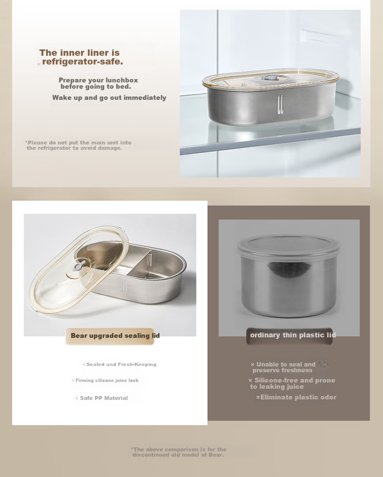Bear Electric Lunch Box Self-Heating Lunch Box No Water Needed Plug-in Heating 316L Stainless Steel 1L DFH-N10F6 17